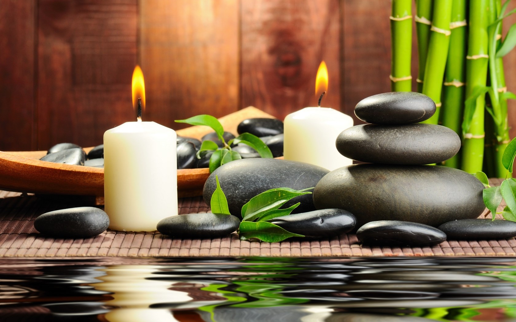 18 Mar 2014 02 54 50Stones Black Massage Spa Candles Water Bamboo Wallpapers 75